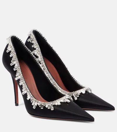 Amina Muaddi Begumissima 105 Embellished Satin Pumps In Black