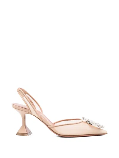 Amina Muaddi Begum Mesh 70 Sling Mules Women In Brown