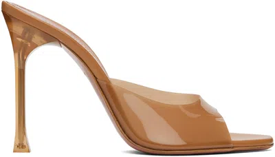 Amina Muaddi Beige Alexa Glass Slipper 105 Heeled Sandals In Latte