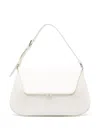 Amina Muaddi Women Black Leather Ami Shoulder Bag In Beige
