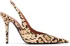 Amina Muaddi Satin Leopard Anok Slingback Pumps 105 In Print Satin Leopard