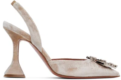 Amina Muaddi Beige Begum Sling Heels In Champagne