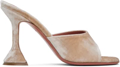 Amina Muaddi Beige Lupita Slipper Heeled Sandals In Champagne