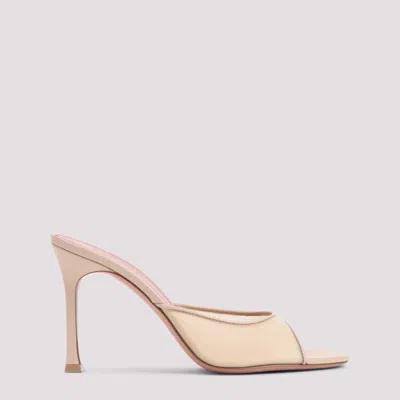 Amina Muaddi Beige Slip On Heels In Multi