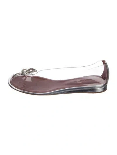 Pre-owned Amina Muaddi Betty Pvc Flats In Transparent