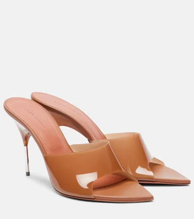 Amina Muaddi Bianca Glass 95 Mules In Brown