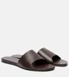 AMINA MUADDI BIANCA LEATHER SLIDES