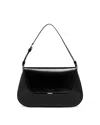 Amina Muaddi Mini Rectangular Satin Shoulder Bag In Black