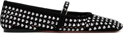 AMINA MUADDI BLACK ANE CRYSTAL HEART BALLERINA FLATS