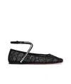 Amina Muaddi Black Ane Lace Ballerina Flats In Black