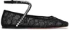 Amina Muaddi Ana Embellished Lace Ballet Flats In Black