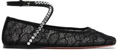 AMINA MUADDI BLACK ANE LACE BALLERINA FLATS