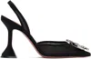 Amina Muaddi Womens Black Rosie Crystal-embellished Leather Sling-back Courts In Mesh Black + White C