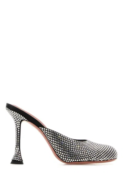 AMINA MUADDI BLACK CRYSTAL HEELS