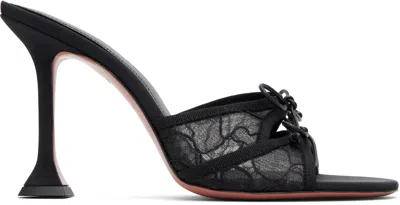 Amina Muaddi Black Eleonora Lace Slipper 95 Heeled Sandals