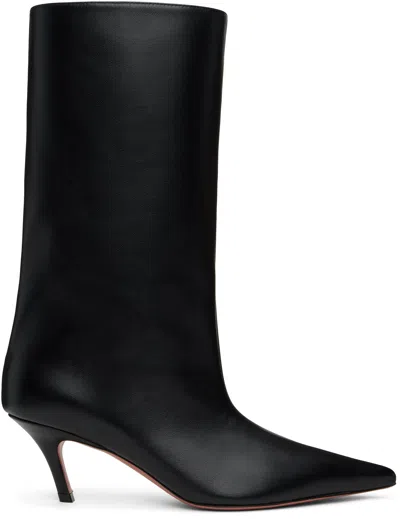 Amina Muaddi Fiona 60 Nappa Leather Mid-calf Boots In Black