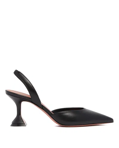 Amina Muaddi Black Holli Leather Pumps In Black Nero   #000000