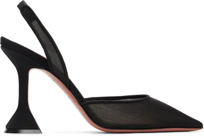 Amina Muaddi Black Holli Mesh Sling 95 Heels