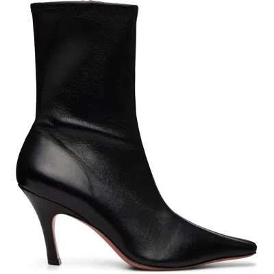 Amina Muaddi Women Jamie Leather Boots In Black
