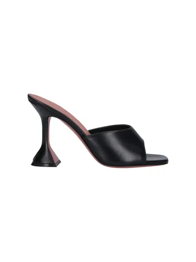 Amina Muaddi Black Lambskin Leather Pumps With Sculptural Heel
