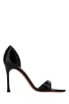Amina Muaddi Sandali Agnese In Pelle Nera Donna In Patentblack