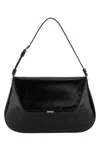 Amina Muaddi Leather Handbag With Curved Base And Reptile Motif Embossing