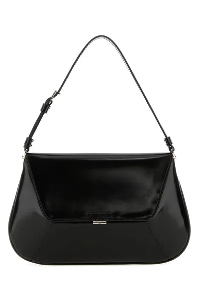 AMINA MUADDI BLACK LEATHER AMI SHOULDER BAG