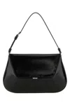 Amina Muaddi Leather Handbag With Curved Base And Reptile Motif Embossing