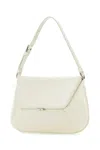 Amina Muaddi Women Black Leather Ami Shoulder Bag In Alsilhar