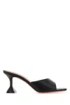 Amina Muaddi Lupita Patent Leather Mule Sandals In Black