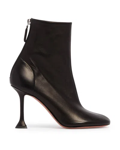 Amina Muaddi Black Leather Iris Ankle Boots