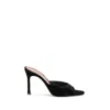 Amina Muaddi Black Leather Stiletto Heel Sandals In Black