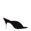 Amina Muaddi Black Leather Stiletto Heels Sandals In Black