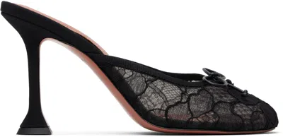 Amina Muaddi Black Lila Lace Slipper 95 Heels