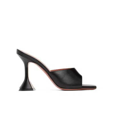 AMINA MUADDI BLACK LOGO HIGH-HEELED SANDALS