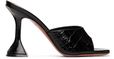 Amina Muaddi Lupita Crocodile-embossed Sandals In Black