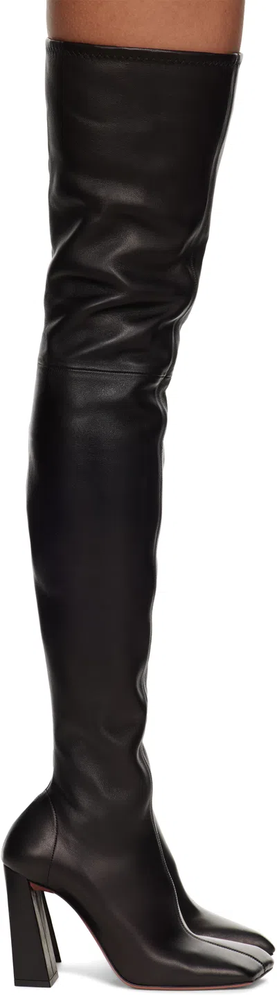 Amina Muaddi Black Marine Stretch Thigh High Boots