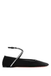 Amina Muaddi Ane Crystal-embellished Mesh Ballerina Shoes In Black