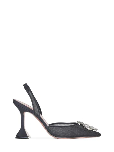 Amina Muaddi Black Mesh Pumps With Starburst Brooch