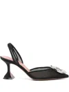 Amina Muaddi Black Mesh Slingback Pumps In Black