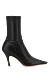 Amina Muaddi Jamie Nappa Leather Ankle Boots Stiletto In Black