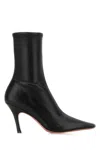 Amina Muaddi Jamie Nappa Leather Ankle Boots Stiletto In Black