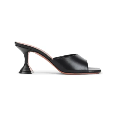 Amina Muaddi Black Nappa Leather Lupita 70 Slippers In Multi