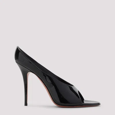 AMINA MUADDI BLACK OPEN TOE HEELS