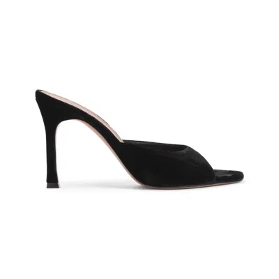 Amina Muaddi Black Open Toe Heels