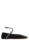 Amina Muaddi Ane Crystal-embellished Mesh Ballerina Shoes In Black