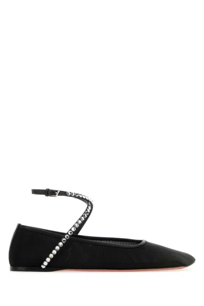 AMINA MUADDI BLACK POINTED TOE BALLET FLATS