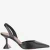 Amina Muaddi Holli Leather Slingbacks In Black