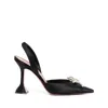 Amina Muaddi Womens Black Rosie Crystal-embellished Leather Sling-back Courts
