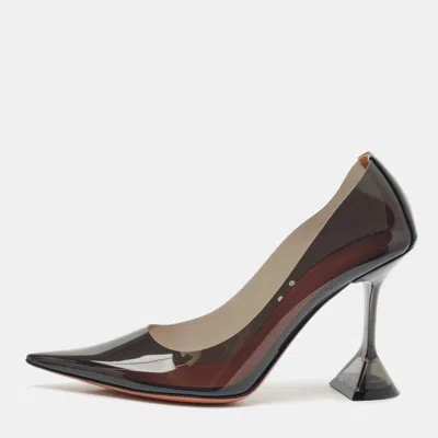 Pre-owned Amina Muaddi Black Pvc Ami Pointed Toe Pumps Size 38
